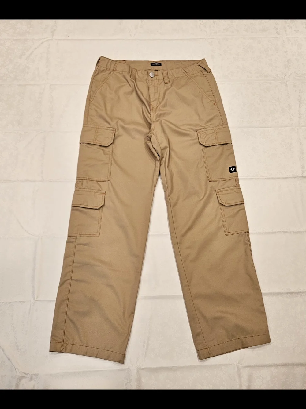 True Religion Men's Cargo Pants Size 31 Khaki Beige Khakis Embroidered Pockets - Picture 2 of 16